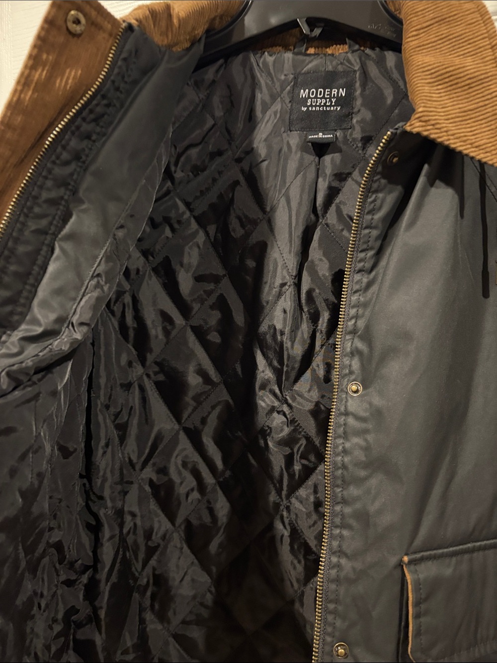 Sanctuary Black Utility Jacket with Brown Corduroy Trimmed Collar - Picture 6 of 11